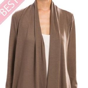 Solid Basic Knit Open Cardigan - Mocha